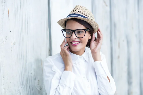 Pretty brunette on the phone — Stock Photo, Image
