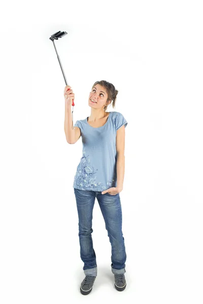 Casual brunette taking a selfie — Stock Photo, Image