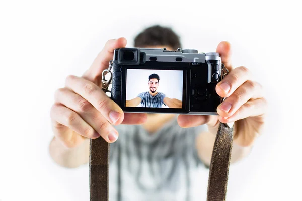 캐주얼 남자는 selfie를 복용 — 스톡 사진