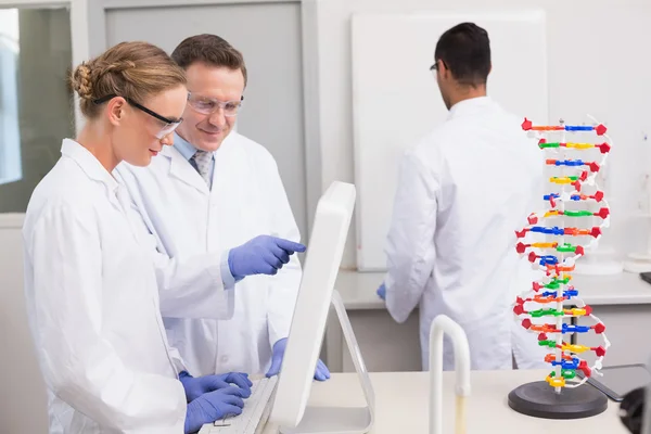 Scientist working with computer — Stock Photo, Image