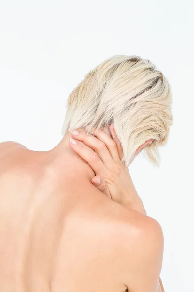 Attractive woman suffering from neck pain — Stock Photo, Image