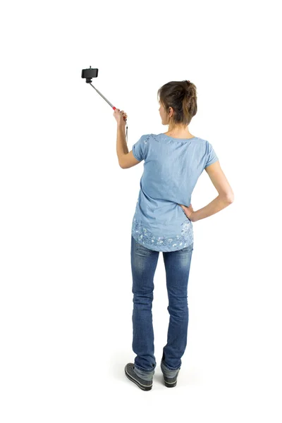 Casual brunette taking a selfie — Stock Photo, Image