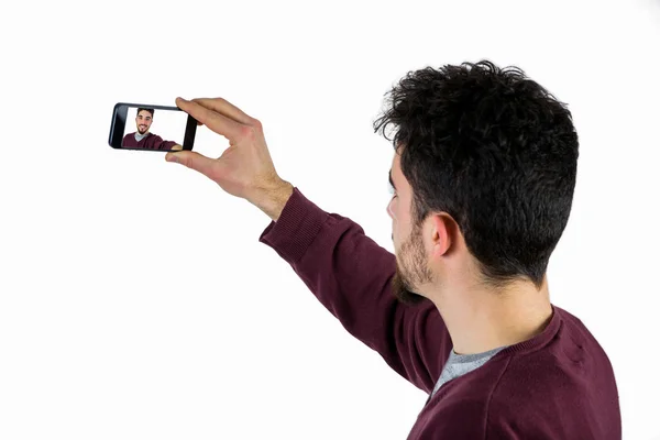 Uomo casuale che si fa un selfie — Foto Stock