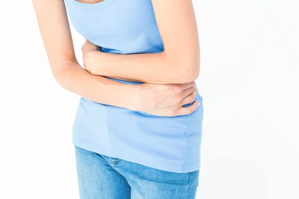 Woman suffering from stomach pain — Stock Photo, Image