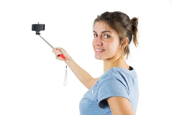 Casual brunette taking a selfie — Stock Photo, Image