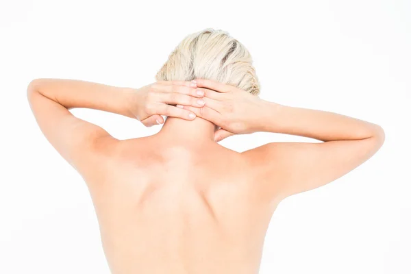 Aantrekkelijke vrouw lijden aan nekpijn — Stockfoto