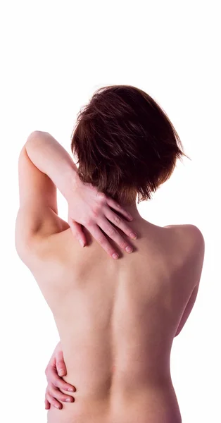 Голая женщина с травмой шеи — стоковое фото