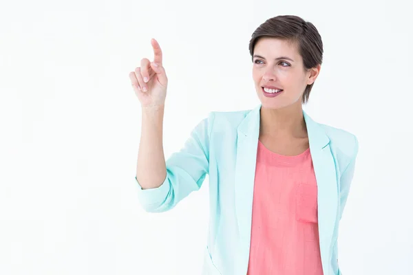 Kvinna som pekar något — Stockfoto