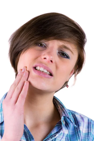 Hübsche Brünette mit Zahnschmerzen — Stockfoto
