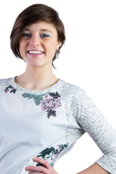 Pretty brunette smiling at camera — Stock Photo, Image