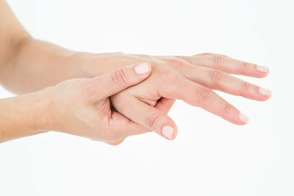 Kvinna som lider av hand smärta — Stockfoto