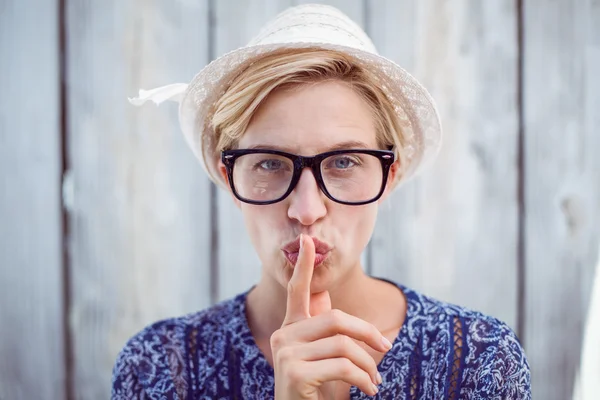 Blonde woman wearing hipster glasses — Stock Photo, Image