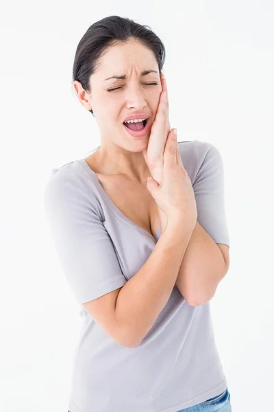 Mulher que sofre de dor de dentes — Fotografia de Stock