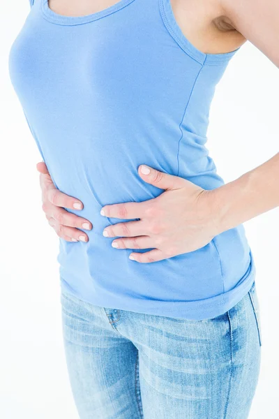 Frau leidet unter Bauchschmerzen — Stockfoto