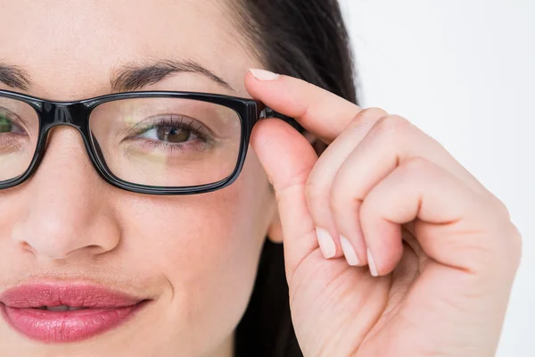 Pretty brunette wearing eye glasses — Stock Photo, Image