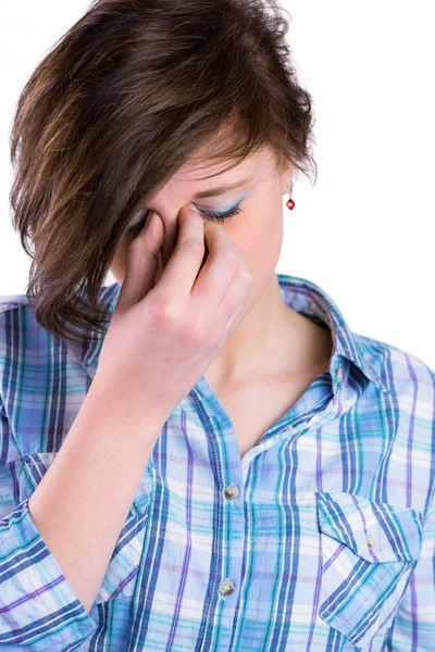 Pretty brunette getting a headache Royalty Free Stock Photos