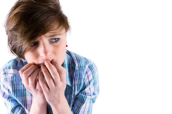 Worried pretty brunette — Stock Photo, Image