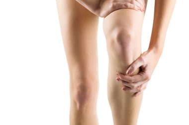 Woman with knee injury clipart