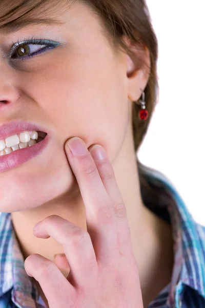 Morena bonita com uma dor de dente — Fotografia de Stock