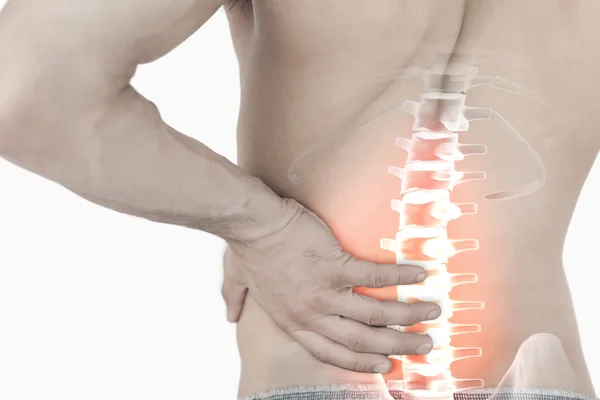 Highlighted spine pain of man — Stock Photo, Image