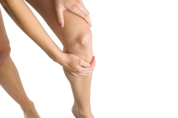 Femme avec blessure à la jambe — Photo
