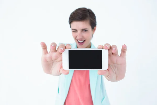 Pretty woman taking selfie — Stock Photo, Image