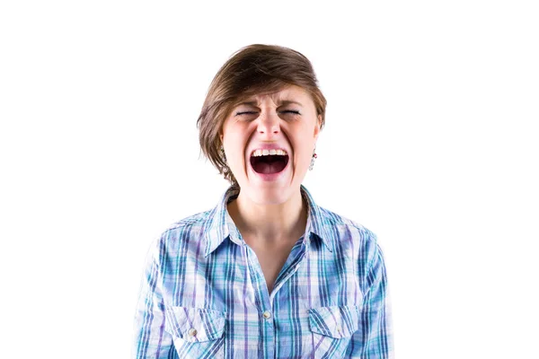 Pretty brunette shouting — Stock Photo, Image