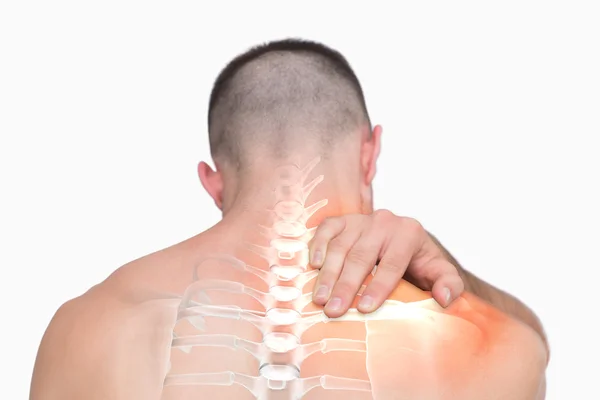 Resaltado dolor de hombro del hombre — Foto de Stock