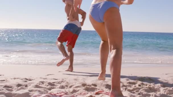 Couple heureux s'amuser à la plage — Video