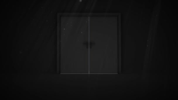 Ouverture de porte dans le noir pour montrer la lumière — Video