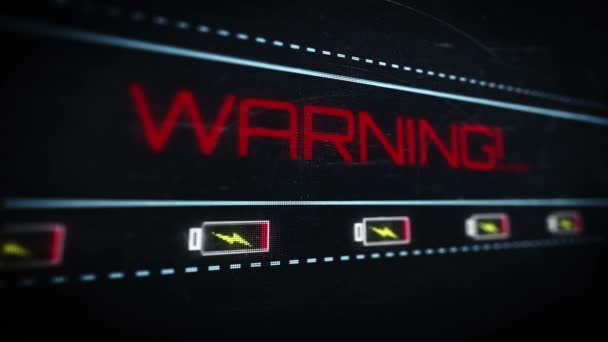 警告低バッテリ ピクセル デザイン — ストック動画