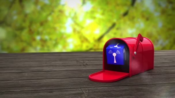 Briefkastenöffnung, um am Wifi-Symbol zu zeigen — Stockvideo
