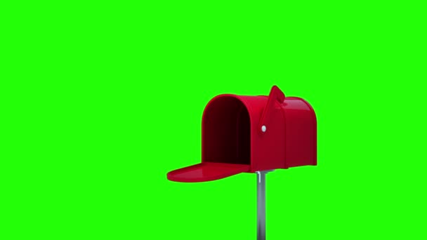 Letters coming out of the mailboxe on green background — Stock Video