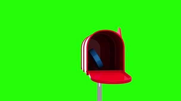 Na symbol v poštovní schránce na zeleném pozadí — Stock video