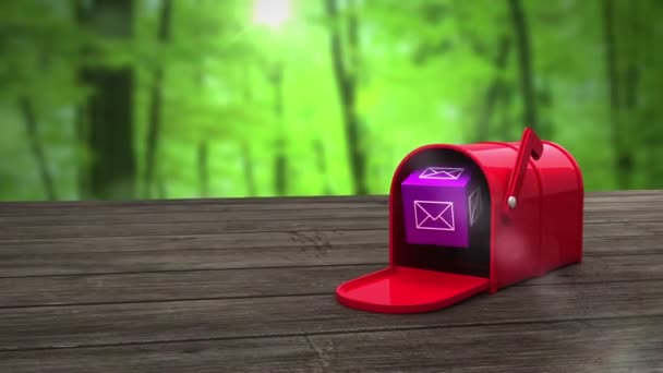 Post box opening to show at email icon — Stock Video