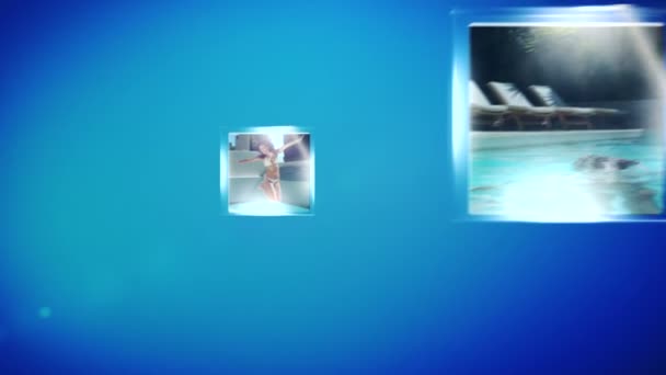 蒙太奇的女人在游泳池里 — 图库视频影像