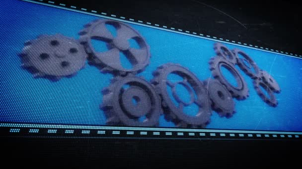 Cogs e rodas em design de pixel — Vídeo de Stock