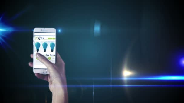 Tangan menggunakan aplikasi pada smartphone — Stok Video