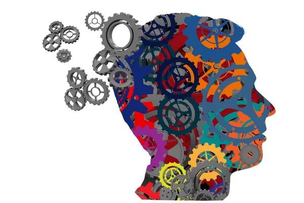 Silhouette of a head with gears — Stock Photo, Image