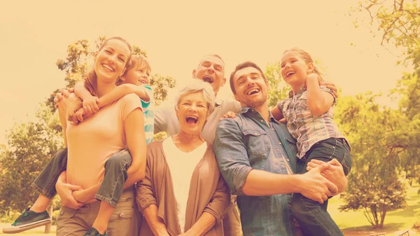 Cheerful extended family at park — Stock Photo, Image