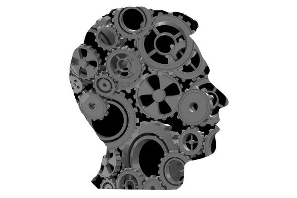 Silhouette of a head with gears — Stock Photo, Image