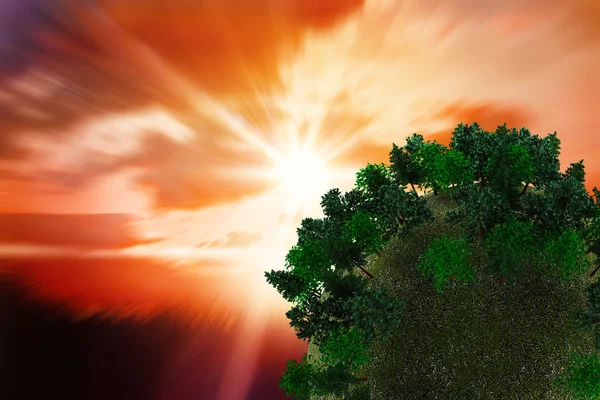 Bileşik görüntü sphere ormanla kaplı — Stok fotoğraf