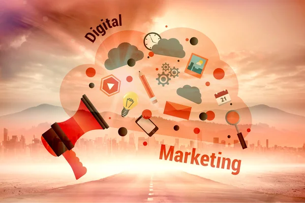 Imagem composta de gráfico de marketing digital — Fotografia de Stock