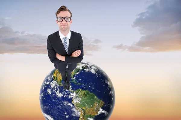 Geeky hipster against sky — Stock Photo, Image