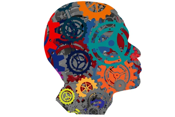 Silhouette of a head with gears — Stock Photo, Image