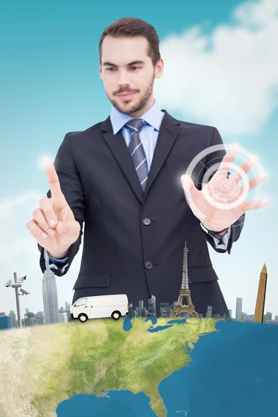 Businessman presenting number six — Stock Photo, Image