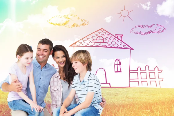 Children sitting on parents laps — Stock Photo, Image