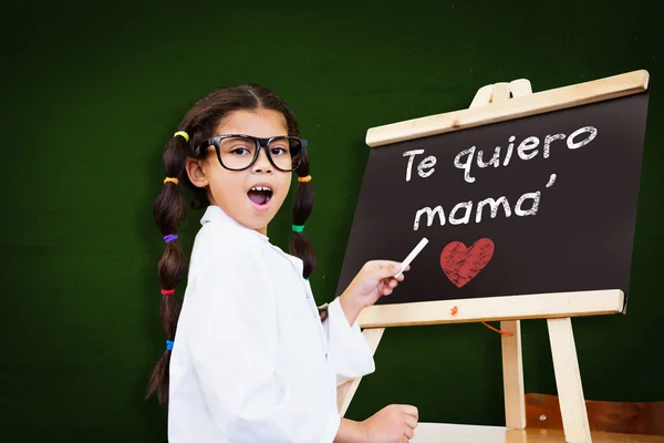 Composite image of cute pupil with chalkboard — Stock Photo, Image