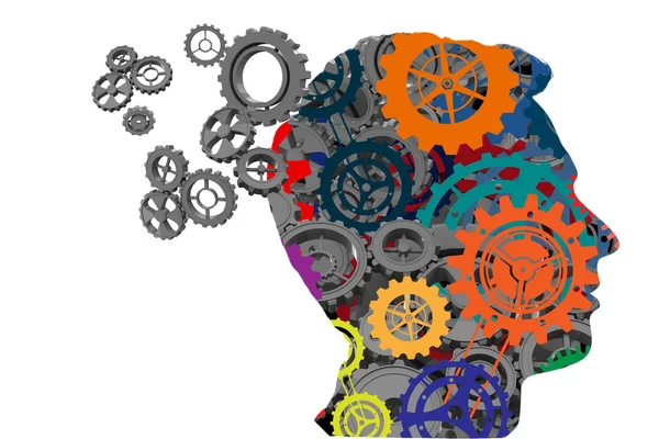 Head with cogs and wheels — Stock Photo, Image