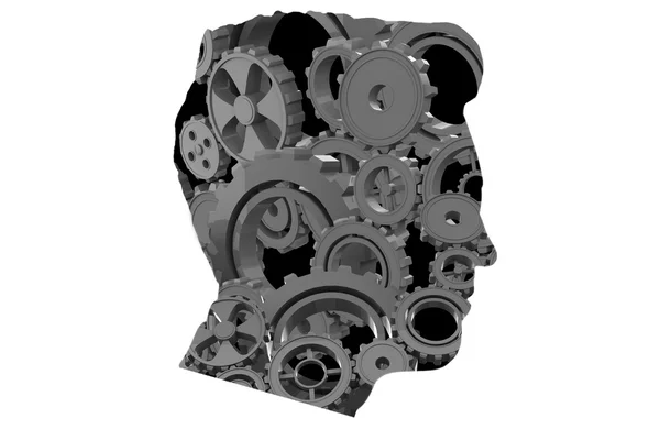 Silhouette of a head with gears — Stock Photo, Image